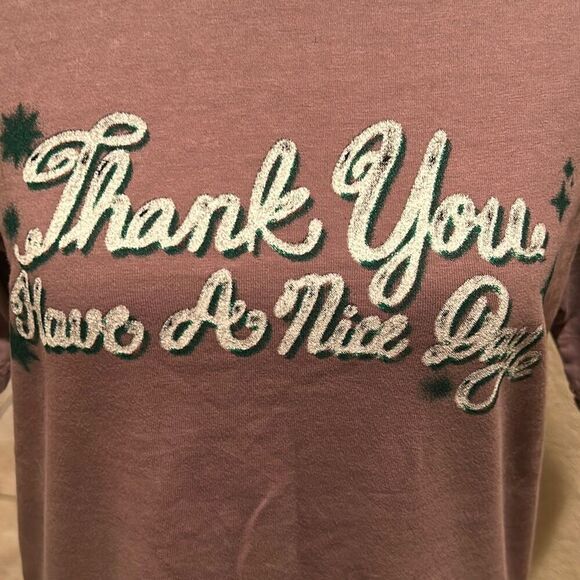 Urban Outfitters Market Men's XS “Thank you, Have a nice day” Graphic Tee Purple - Picture 2 of 10